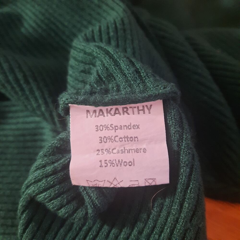 Green Ribbed Scoop Neck Sweater - Picture 3 of 5